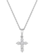 Trumiracle Small Diamond Cross Pendant Necklace (1/10 Ct. T.w.) In 10k White Gold