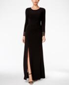 Calvin Klein Embellished Side-slit Gown