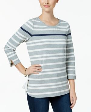 Charter Club Striped High-low Top, Created For Macy's