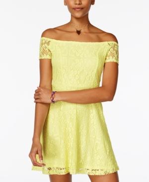 Planet Gold Juniors' Leasa Off-the-shoulder Lace Dress