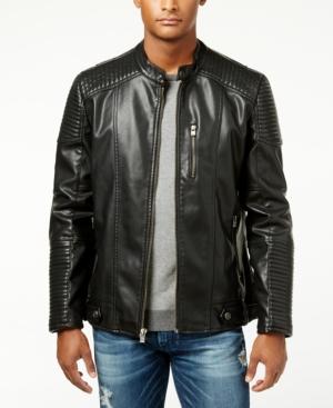 X-ray Men's Quilted Faux-leather Moto Jacket