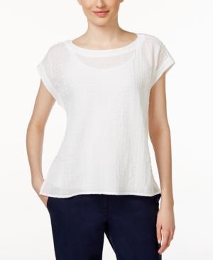 Eileen Fisher Short-sleeve Textured Swing Top