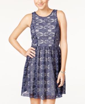Emerald Sundae Juniors' Crocheted Fit & Flare Dress