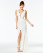Say Yes To The Prom Embellished Illusion Stripe Gown, Created For Macy's
