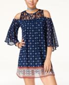 Heart And Soul Juniors' Cold-shoulder Chiffon Dress