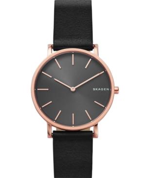 Skagen Men's Hagen Slim Black Leather Strap Watch 38mm