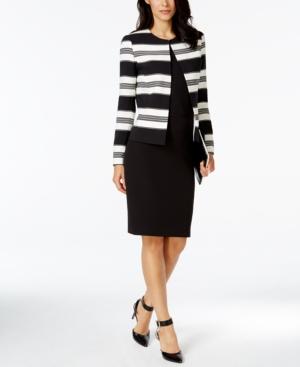 Tahari Asl Striped Jacket Skirt Suit