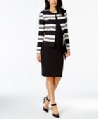 Tahari Asl Striped Jacket Skirt Suit
