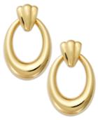Signature Gold Oval Hoop Earrings In 14k Gold Over Resin