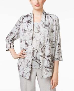 Alfred Dunner Petite Veneto Valley Printed Layered-look Top