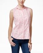 Charter Club Petite Sleeveless Floral-print Shirt, Only At Macy's