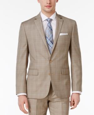 Ryan Seacrest Distinction Men's Slim-fit Tan Plaid Jacket, Only At Macy's