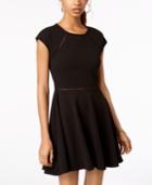 B Darlin Juniors' Laddered-trim Fit & Flare Dress