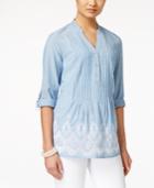 Style & Co. Chambray Eyelet-hem Shirt, Only At Macy's
