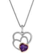 Amethyst (1-1/10 Ct. T.w.) & Diamond Accent Triple Heart Pendant Necklace