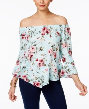 Ny Collection Petite Floral-print Off-the-shoulder Top