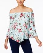 Ny Collection Petite Floral-print Off-the-shoulder Top