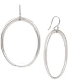 Kenneth Cole New York Silver-tone Oval Drop Hoop Earrings