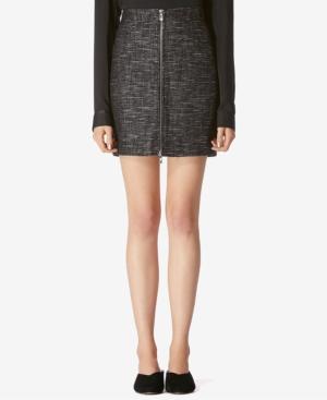 Avec Les Filles High-waist Zip-front Tweed Mini Skirt