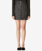 Avec Les Filles High-waist Zip-front Tweed Mini Skirt