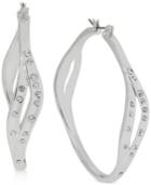 Robert Lee Morris Silver-tone Sculptured Pave Hoop Earrings
