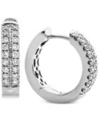 Diamond Double Row Hoop Earrings (1/2 Ct. T.w.) In 14k White Gold