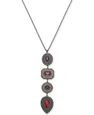 I.n.c. Hematite-tone Multi-crystal Pendant Necklace, 30 + 3 Extender, Created For Macy's