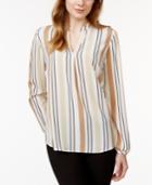 Charter Club Long-sleeve Striped Pullover Blouse, Only At Macy's
