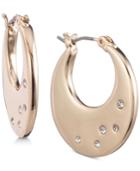 Anne Klein Gold-tone Pave Flat Hoop Earrings