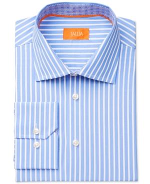 Tallia Men's Fitted Blue Stripe Dress Shirt