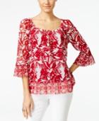 Inc International Concepts Printed Ruffled Peasant Top, Only At Macy's