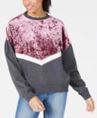 Freshman Juniors' Velvet Chevron Sweatshirt