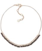 Dkny Two-tone Pave Bar Collar Necklace, 16 + 3 Extender