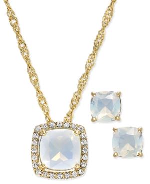 Charter Club Gold-tone White Crystal Pave Necklace And Earrings