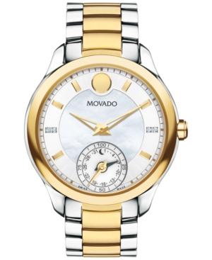 Movado Women's Swiss Bellina Motion Diamond Accent Two-tone Pvd Stainless Steel Bracelet Watch 39mm 0660005
