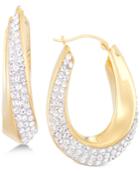 Signature Gold Swarovski Crystal Hoop Earrings In 14k Gold Over Resin, Created For Macy's