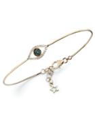 Wrapped Diamond Accent Evil Eye Wire Bracelet In Yellora