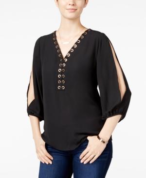 Bcx Juniors' Grommet-trim Lace-up Top