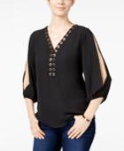 Bcx Juniors' Grommet-trim Lace-up Top