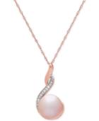 Honora Style Blush Cultured Freshwater Pearl (9mm) & Diamond Accent 18 Pendant Necklace In 14k Rose Gold