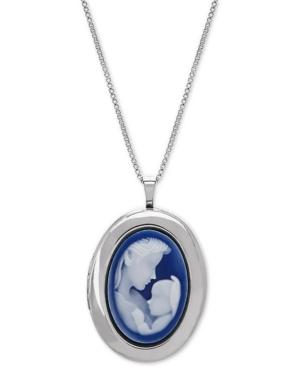 Mother & Infant Cameo Locket 18 Pendant Necklace In Sterling Silver