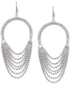 Guess Silver-tone Crystal Cascading Chain Drop Earrings