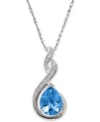 Blue Topaz (2-1/4 Ct. T.w.) And Diamond Accent Infinity Pendant Necklace In Sterling Silver