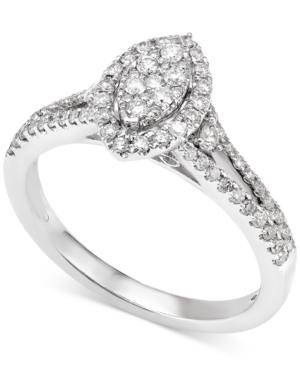 Diamond Marquise-style Cluster Engagement Ring (1/2 Ct. T.w.) In 14k White Gold