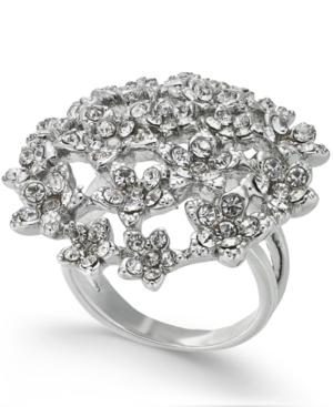 I.n.c. Silver-tone Crystal Cluster Flower Statement Ring, Created For Macy's