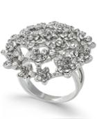 I.n.c. Silver-tone Crystal Cluster Flower Statement Ring, Created For Macy's