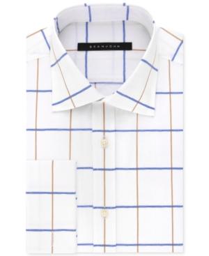 Sean John Men's Classic/regular Fit White Print French Cuff Dress Shirt
