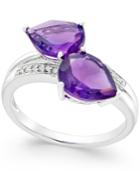 Amethyst (4 Ct. T.w.) And Diamond Accent Statement Ring In 14k White Gold