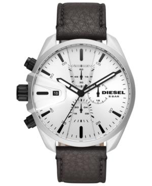Diesel Men's Chronograph Ms9 Chrono Black Leather Strap Watch 48mm