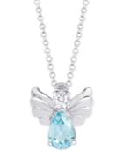 Blue Topaz (2-1/3 Ct. T.w.) & White Topaz (1/3 Ct. T.w.) Angel 18 Pendant Necklace In Sterling Silver